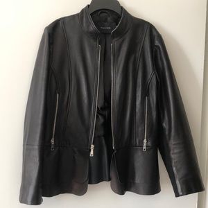 Black leather jacket with peplum size L